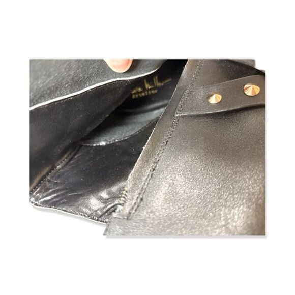 NWOT Nicole Miller Women's Black Leather Pointed Toe Side Zipper Ankle Bootie - Picture 6 of 8